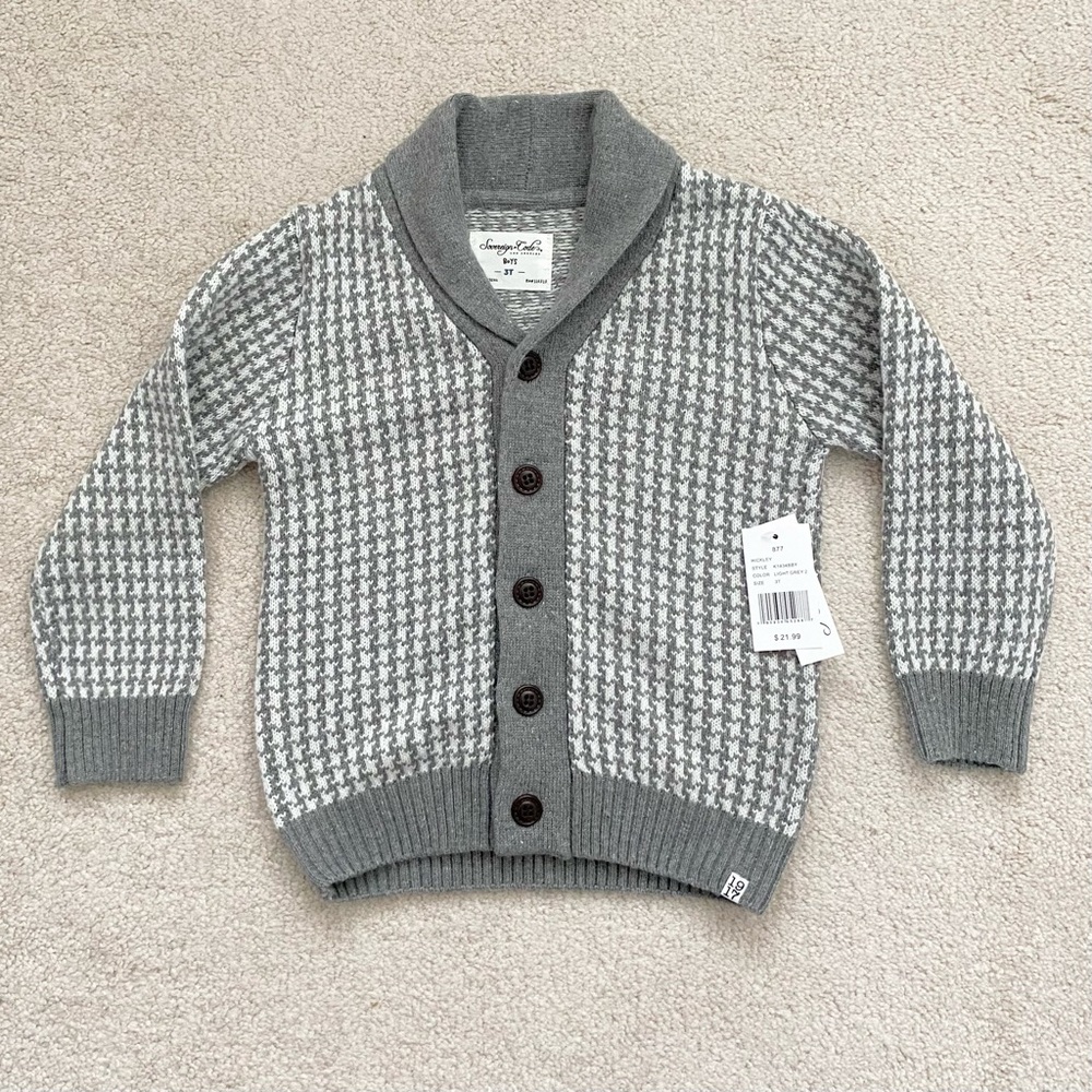 NWT Sovereign Code Hickley Toddler Boys Grandpa Herringbone Cardigan Sweater
